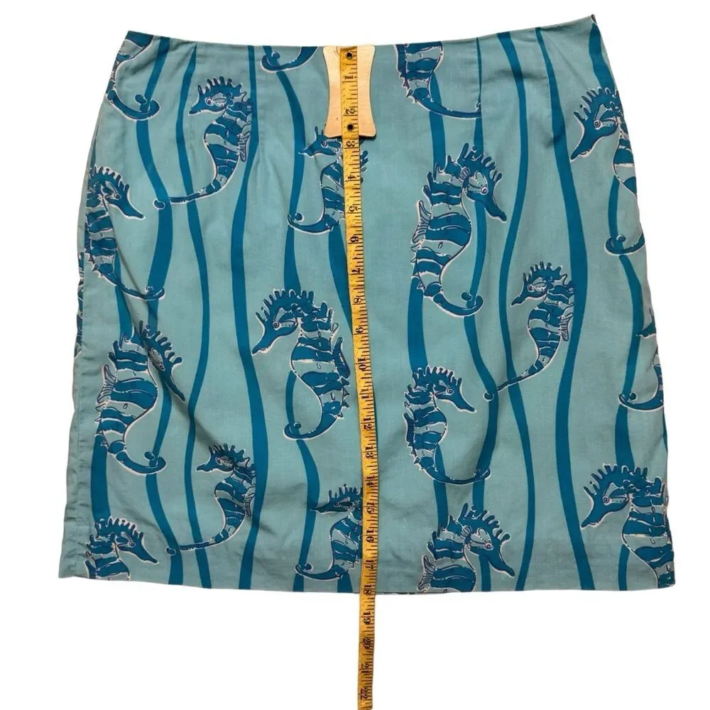 VINTAGE Lilly Pulitzer Women's Seahorse Ocean Tropical Blue Mini Skirt Size 6